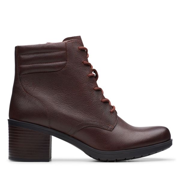 Clarks Womens Hollis Jasmine Ankle Boots Mahogany Leather | CA-2173095